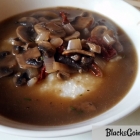 Southern Vegan Breakfast - Grits and Gravy with Sauteed Mushrooms