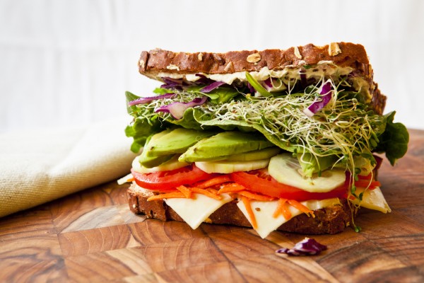 vegetable and vegan cheese sandwich
